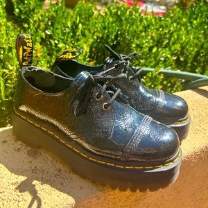 Doc Martens 1461 Quad Platform Oxfords black leather size 8